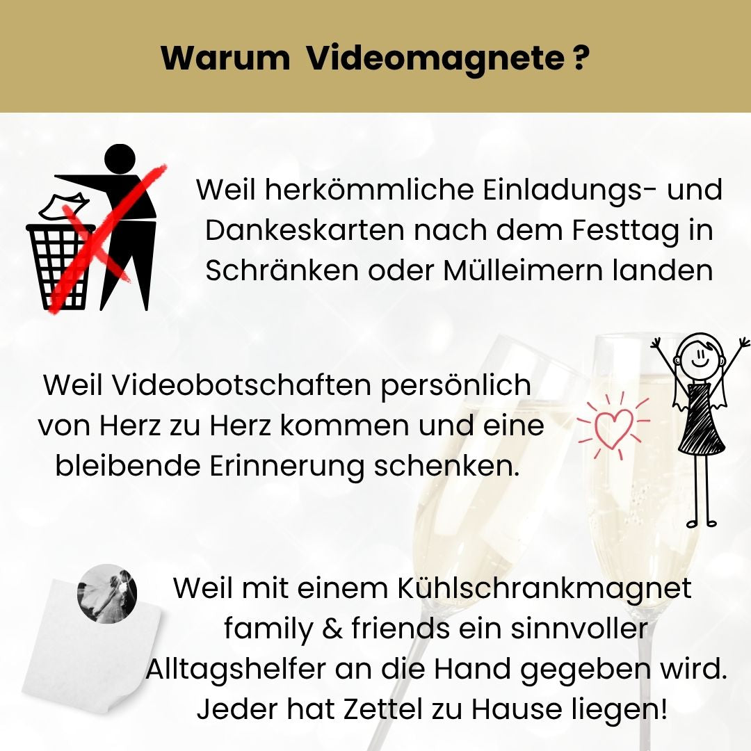 Videomagnete für Einladungs-und Dankeskarten oder Events